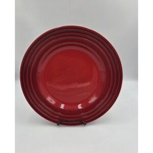 Le Creuset Solid Red Cerise‎ Cherry Stoneware Round Dinner Plate 12"